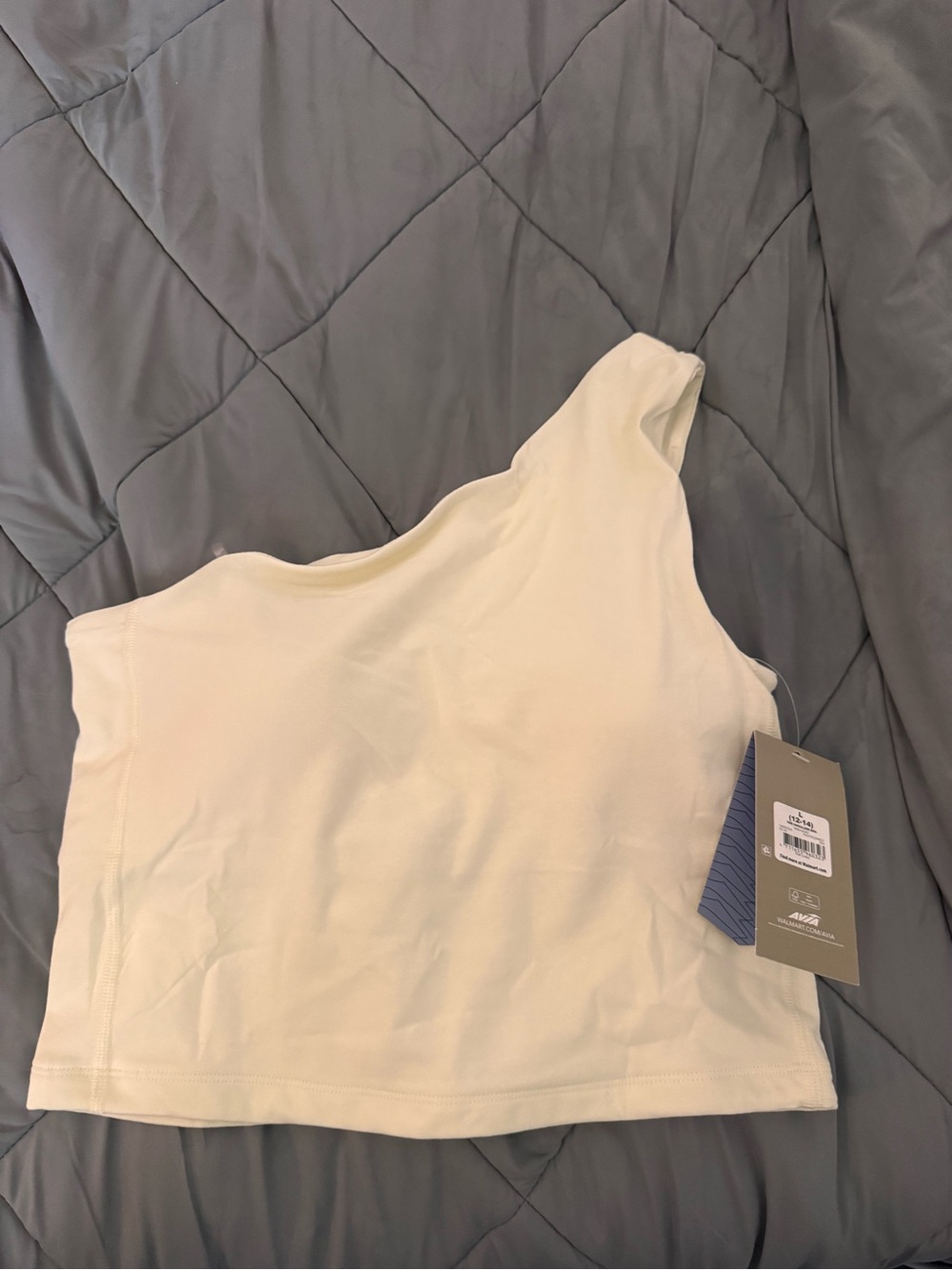 Avia Cream One-Shoulder Long Crop Bra